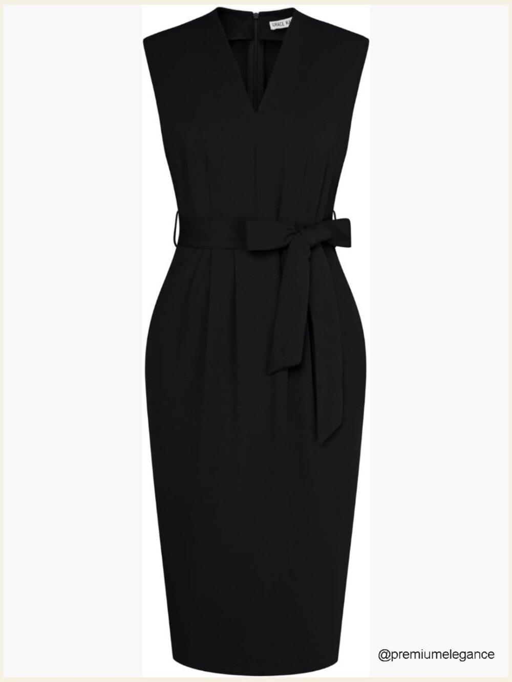 Sleeveless V-Neck Bodycon Sheath Dress With Pockets For Office Work
